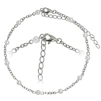 Chane de pied en Acier avec Perle synthtique. Longueur:24-29cm. Diamtre:4mm. Longueur ajustable.