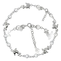 Silver anklet Length:24,5-27cm. Adjustable length. With little bell(s).  Dolphin Bell