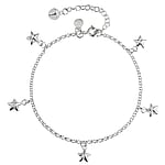 Pulsera de tobillo para nios de Plata 925. Longitud:18,5-22,5cm. Longitud ajustable.  Estrella