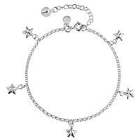 Pulsera de tobillo para nios de Plata 925. Longitud:18,5-22,5cm. Longitud ajustable.  Estrella