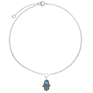 Silver anklet Silver 925 Opal Hand