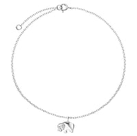 Silber Fusskette mit Zirkonia. Breite:10mm. Länge:22-25cm. Länge verstellbar.  Ganesha Elefant