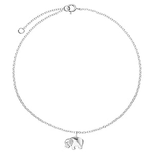 Silver anklet Silver 925 zirconia Ganesha Elephant