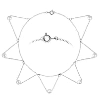 Silber Fusskette mit Synthetische Perle. Lnge:22,5cm.  Dreieck