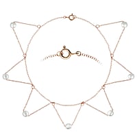 Argento Cavigliera con Perla sintetica e Dorato. Lunghezza:22,5cm.  Triangolo Trilatero