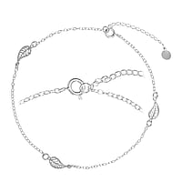 Silver anklet Length:24,5-28,5cm. Adjustable length.  Leaf Plant pattern