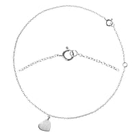 Silver anklet Length:22-25cm. Adjustable length. Matt finish.  Heart Love