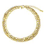 Anklet out of Stainless Steel with PVD-coating (gold color). Length:21-25,5cm. Adjustable length. Shiny.