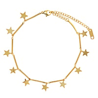 Anklet out of Stainless Steel with PVD-coating (gold color). Length:20-26cm. Adjustable length.  Star