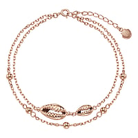 Anklet out of Stainless Steel with PVD-coating (gold color). Length:20,5-24cm. Adjustable length.  Shell