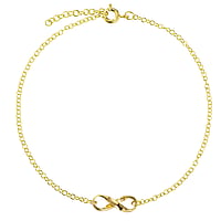 Silver anklet with Gold-plated. Width:6mm. Length:23-25,5cm. Adjustable length. Shiny.  Eternal Loop Eternity Everlasting Braided Intertwined 8