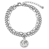 Anklet out of Stainless Steel. Diameter:13mm. Length:20-26cm. Adjustable length.  Earth World