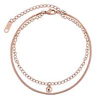 Anklet out of Stainless Steel with PVD-coating (gold color). Diameter:5mm. Length:21,5-26,5cm. Adjustable length.