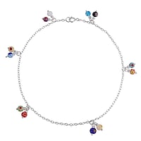 Silver anklet out of Glass. Diameter:4mm. Length:25cm. Adjustable length.