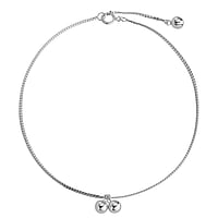 Silver anklet Diameter:5mm. Length:24-27cm. Flat. Shiny. With little bell(s).