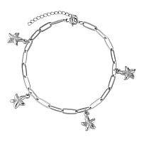 Anklet out of Stainless Steel. Width:10mm. Length:21-26cm. Adjustable length. Shiny.  Starfish