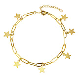 Anklet Stainless Steel PVD-coating (gold color) Star