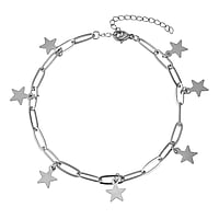 Anklet out of Stainless Steel. Width:9mm. Length:21-26cm. Adjustable length. Shiny.  Star