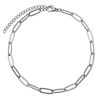 Anklet out of Stainless Steel. Length:21,5-26,5cm. Adjustable length. Shiny.