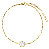 Anklet Stainless Steel PVD-coating (gold color) Mother of Pearl Flower