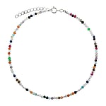 Silver anklet with Gemstone. Length:24-27cm. Cross-section:2,4mm. Adjustable length. Shiny.