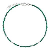 Silver anklet with Malachite. Length:24-27cm. Cross-section:2,4mm. Adjustable length. Shiny.