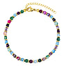 Gemstone anklet Stainless Steel PVD-coating (gold color) Agate Jade