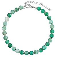 Fusskette aus Edelstahl mit Jade. Lnge:21-26cm. Querschnitt :6mm. Lnge verstellbar. Glnzend.