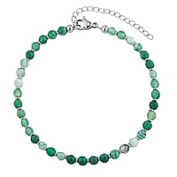 Jade anklet out of Stainless Steel. Length:21-26cm. Cross-section:4mm. Adjustable length. Shiny.