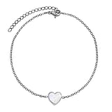 Anklet Stainless Steel Mother of Pearl Heart Love