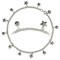 Silver anklet Length:24cm. With little bell(s).  Star Bell