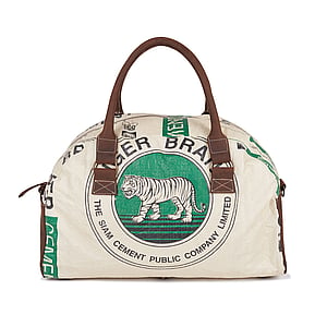 elephbo Tasche Recycelter Zementsack aus gewebtem Kunststoff Leder Baumwolle Raubkatze Tiger Lwe