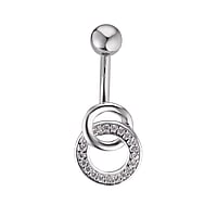 Bauchpiercing aus Chirurgenstahl 316L mit Kristall. Gewinde:1,6mm. Durchmesser:11mm. Stablnge:10mm. Stein(e) durch Fassung fixiert. Glnzend.  Ewig Schlaufe Endlos Unendlich Ewigkeit Unendlichkeit Geflochten Verschlungen 8