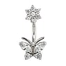 Bellypiercing Surgical Steel 316L Crystal Butterfly Flower