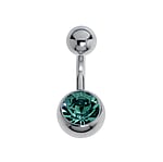 Piercing nombril en Acier chirurgical 316L avec Zircon. Pas-de-vis:1,6mm. Longueur de la tige:6mm. Boule de fermeture:5mm. brillant.