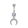 Piercing nombril Acier chirurgical 316L Zircon Lune Demi_lune