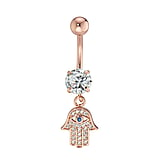 navelpiercing Chirurgisch staal 316L PVD laag (goudkleurig) Zirkonia hand Oog Iris Pupil