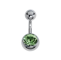 Piercing nombril en Acier chirurgical 316L avec Zircon. Pas-de-vis:1,6mm. Longueur de la tige:6mm. Boule de fermeture:5mm. brillant.