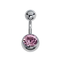 Piercing nombril en Acier chirurgical 316L avec Zircon. Pas-de-vis:1,6mm. Longueur de la tige:6mm. Boule de fermeture:5mm. brillant.