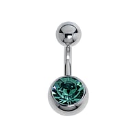 Piercing nombril en Acier chirurgical 316L avec Zircon. Pas-de-vis:1,6mm. Longueur de la tige:6mm. Boule de fermeture:5mm. brillant.