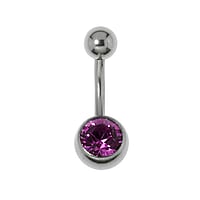 Bauchpiercing aus Chirurgenstahl 316L mit Zirkonia. Gewinde:1,6mm. Stablnge:8mm. Verschlusskugel:5mm. Glnzend.