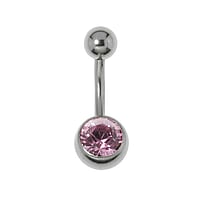 Bauchpiercing aus Chirurgenstahl 316L mit Zirkonia. Gewinde:1,6mm. Stablnge:8mm. Verschlusskugel:5mm. Glnzend.