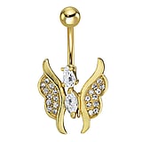 Bauchpiercing Chirurgenstahl 316L Kristall PVD Beschichtung (goldfarbig) Schmetterling Sommervogel