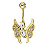 Bellypiercing Surgical Steel 316L Crystal PVD-coating (gold color) Butterfly
