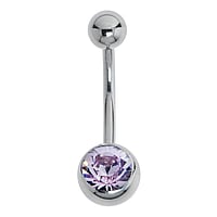 Bauchpiercing aus Chirurgenstahl 316L mit Zirkonia. Gewinde:1,6mm. Stablnge:12mm. Verschlusskugel:5mm. Glnzend.