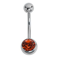 Piercing nombril en Acier chirurgical 316L avec Zircon. Pas-de-vis:1,6mm. Longueur de la tige:12mm. Boule de fermeture:5mm. brillant.