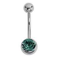 Bauchpiercing aus Chirurgenstahl 316L mit Zirkonia. Gewinde:1,6mm. Stablnge:12mm. Verschlusskugel:5mm. Glnzend.