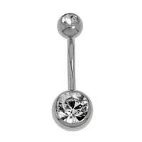 Piercing nombril en Acier chirurgical 316L avec Zircon. Pas-de-vis:1,6mm. Longueur de la tige:10mm. Boule de fermeture:5mm. brillant.