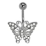 Bellypiercing Surgical Steel 316L Rhodium plated brass Crystal Butterfly