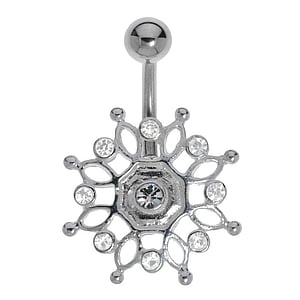 navelpiercing Chirurgisch staal 316L Zilver 925 Kristal eeuwig oneindig oneindigheid tribal_tekening tribal_patroon bloem